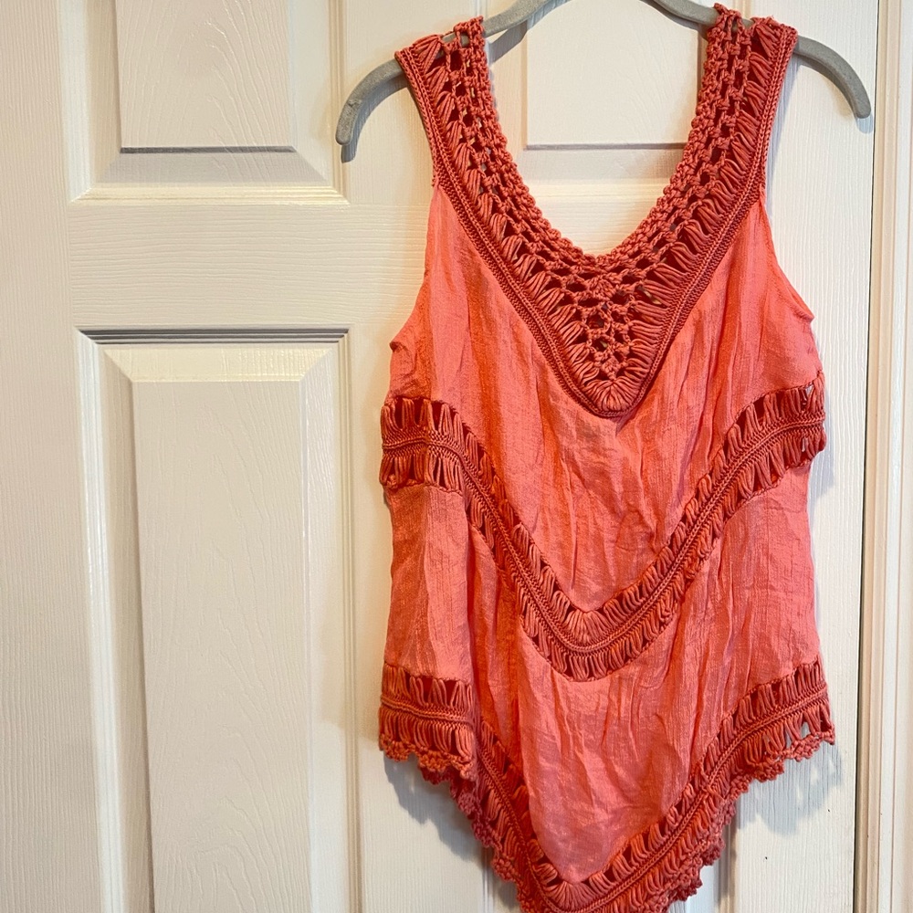 Orange crochet tank top, size medium